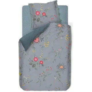 Pip Studio Bettwäsche Fleur Grandeur Blue Blumen Blüten Früchte Geblümt Blau Kachelmuster Wendeoptik Perkal, Größe:Zusatzkissenbezug 40x80 cm