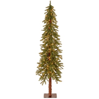 National Tree Company Künstlicher Weihnachtsbaum mit weißen Lichtern und Ständer, Hickory-Zedernholz, schmal, 1,8 m
