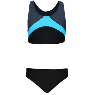 Aquarti Mädchen Sport Bikini Racerback Bustier & Bikinislip, Farbe: Schwarz/Graphit/Blau, Größe: 164 - 164