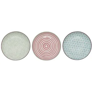 Bloomingville Frühstücksteller 20 cm blau/grün/rosa 3er Set