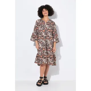 Angel Of Style by Happy Size Jerseykleid A-Linie Leo-Muster Beige 52