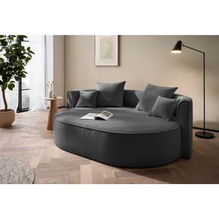 LeGer Home by Lena Gercke 2,5-Sitzer ISALIE, rundes Loungesofa, mit Kissen, perfekt gepolstert, moderne Stoffe, mit 4 Zierkissen, extra große Sitzfläche grau