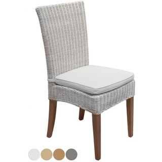 Soma Esszimmer Stühle Rattanstühle Wintergarten Cardine 4 Stück weiß mit/ohne Sitzkissen leinen weiß (BxHxL) 48 x 98 x 60 cm ohne Sitzkissen