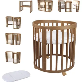 Waldin Babybett OWAL Kinderbett 7in1 mit Matratze, mitwachsendes Kinder-Bett