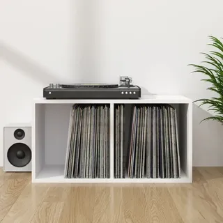 WIFESE Schallplatten-Aufbewahrungsbox 71x34x36 cm Holzwerkstoff BüCherregal Regal Weiß Wandregal Weiß Regal Wand Regale CD Regal Kinderzimmer BüCherregal Weiß Regal Schmal Dvd Regal 2 Fächern Weiß