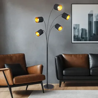 Stand Steh Lampe Wohn Zimmer Textil Schirm Beleuchtung Decken Fluter verstellbar