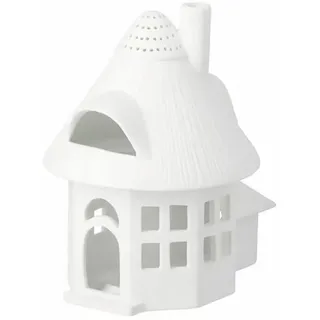 räder Design Teelichthalter Lichthaus Reetdachturm weiß