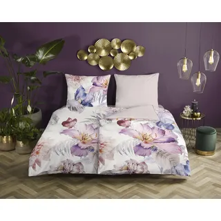 DESCANSO Caen Wendebettwäsche Blumen Baumwolle Mehrfarbig 135 x 200 cm + 80 x 80 cm