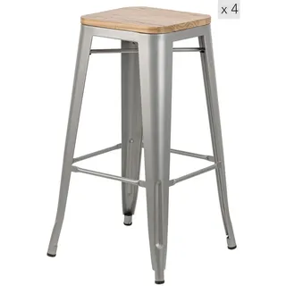 Möbel Kraft Barhocker 4er-Set 43 x 75 cm Grau