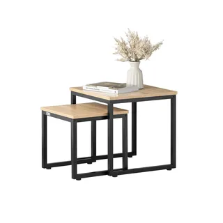 SoBuy 2er Set Couchtisch Beistelltisch Sofatisch Kaffeetisch Natur