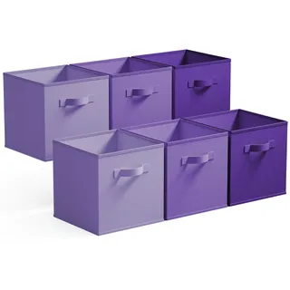 GRANNY SAYS Aufbewahrungswürfel Stoff, 6 Stück Aufbewahrungsboxen für Würfelregal, Regalkörbe 27 x 27 x 27,5cm Lila Farbverlauf Regalboxen mit Griffen, Stoffkisten Aufbewahrung für Kallax Regal