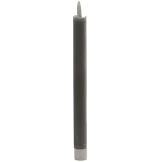 B & S LED Echtwachs Stabkerze 24.5 cm mit Flackereffekt und Timer grau