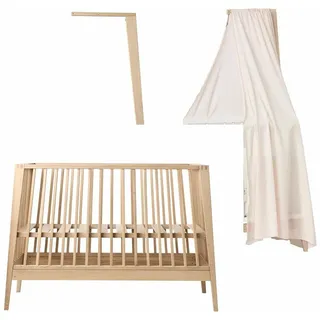 Linea by Leander Babybett Eiche + Himmelgestell Buche + Himmel dusty rose - NEU