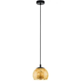 EGLO Hängelampe Alabraccin, Pendelleuchte Esstisch | Hängeleuchte aus Metall in schwarz und Glas in gold, Esszimmerlampe hängend, E27 Fassung, Ø 19 cm
