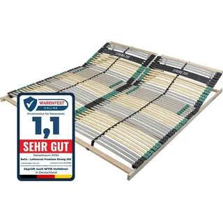 Lattenrost PREMIUM STRONG 200 mit Buchenholz, Lattenrost 200x200 (2 x 100x200cm) extra stabil, Kopfteil verstellbar, ergonomischer 7 Zonen Lattenro...