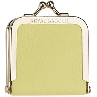 Royal Bagger Echtes Leder Mini-Schmuckkästchen, Ring & Halskette Lagerung, schlanke Münze Geldbeutel mit Kiss Lock für Frauen 3120 (Gelb)