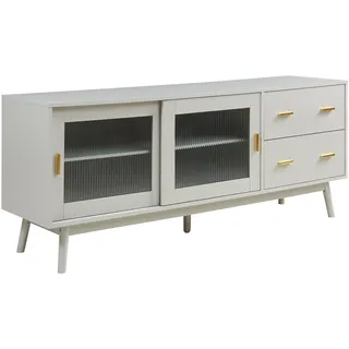 [en.casa] Susa TV-Lowboard 160x40x65 cm Beige Glas/Holz/MDF