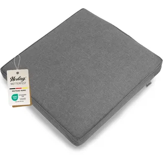 Herlag Outdoor Loungekissen Sunny - Premiumkissen für Gartenlounge - Bezug waschbar mit Reißverschluss - Langlebige Sitzauflage mit UV- & Fleckschutz - Sitzkissen 60x60cm Grau