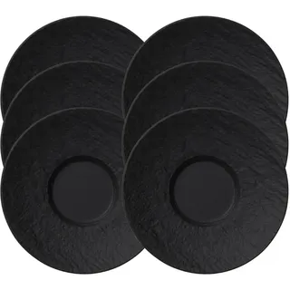 Villeroy & Boch Manufacture Rock Espressountertassen 6er Set aus Porzellan in der Farbe Schwarz, 12cm, 10-4239-1430