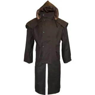 Walker and Hawkes Herren gewachster Mantel Stockman mit Kapuze – Braun XL - XL