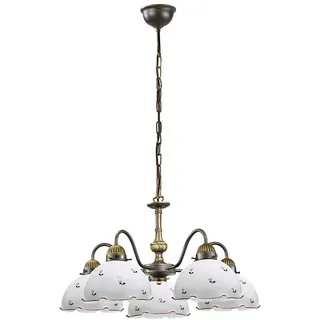 Kolarz 731.85.70 - Kronleuchter an Kette NONNA 5xE27/75W/230V - Weiß/Messing