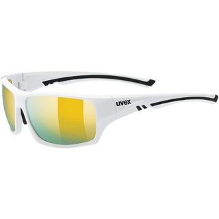 uvex sportstyle 222 pola - Sportbrille für Damen und Herren - polarisiert - druckfreier Tragekomfort & perfekter Halt - white/yellow - one size