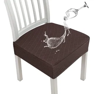 Wasserdichte Stuhlhussen Mit Rautenmuster Für Esszimmerstühle, Dehnbare Küchenstuhlhussen Für Esszimmer, Sitzkissenbezüge (braun, 2 Stück)