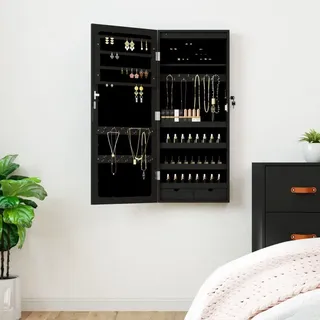 vidaXL Schmuckschrank mit Spiegel und LED-Beleuchtung