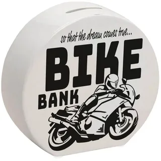 speecheese Spardose Bike Bank Spardose in schwarz zum Thema Motorradkauf und Motorrad