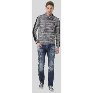Cipo & Baxx Schalkragenpullover Pullover (1-tlg) mit Schalkragen grau XL (56/58)