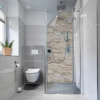 mySPOTTI Duschrückwand-Panel, fresh, Steinoptik, 210x90 cm - beige