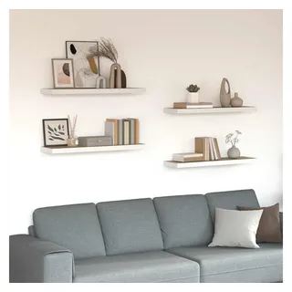 furnicato Wandregal Schweberegal 80x23,5x3,8 cm in Eiche und Weiß, MDF & Metall, 4-tlg., Stabiles Wandboard mit unsichtbarer Montage und 10 kg Belastbarkeit braun 23.5 cm x 23.5 cm x 80 cm