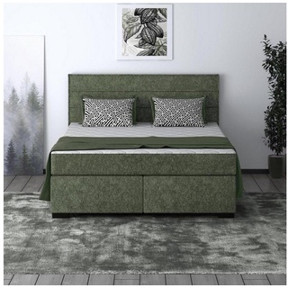 Beautysofa Polsterbett Mauro (Liegefläche 140 / 160 / 180 x 200 cm), modernes Doppelbett mit Taschenmatratze, Bett mit Lattenrost und Matratze, Klassisches Bett grün