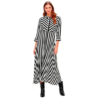 Yas Savanna Langarmkleid Mit 3/4 Ärmeln - Black / Stripes W White Stripes - XL