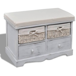 furnicato Truhenbank Sitzbank mit Stauraum Weiß 62×33×42 cm Paulownia Holz weiß