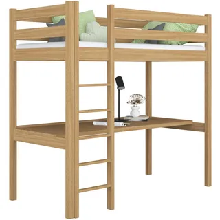 N-Wood Hochbett, Eiche Artisan, Holz, Echtholz,Kiefer, 120x200 cm, FSC 100%, EN 71, Handmade in Europe, Handmade Quality, Hergestellt in Europa, Real Wood, Kinder- & Jugendzimmer, Kindermöbel, Kinderbetten, Hochbetten