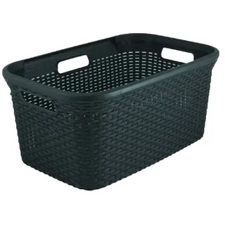Curver Wäschkorb Rattan 59 x 39 x 27 cm - 45 l Synthetik Grau