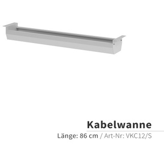 Abklappbare Kabelwanne für Hammerbacher Schreibtische / Passend für 120 cm breite Tische / Farbe: Silber