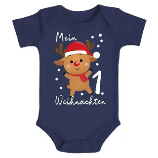 MoonWorks Body Baby Body Mein 1. Weihnachten Rentier Grinch Lustig Weihnachtsoutfit blau 6-12 Monate