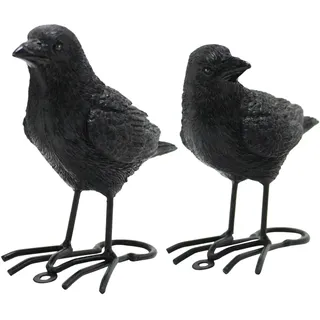 Rabenstatue, Krähen-Wandskulptur, Vogel-Wanddekoration, 2 gotische Rabenstatue, Kunstharz-Raben-Figur, Sammelfiguren, detaillierte Federn, Wände, Krähendekoration, geeignet für Wohnzimmer, Hof