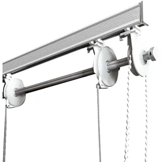 Raffrollo-Schiene mit 5 Zügen und Schnellverschluss, für Decken- oder Wandmontage, aus Aluminium, Schienensystem für moderne Raffrollos, Stäbchen- oder Stoffrollos (160 CM KETTE RECHTS)
