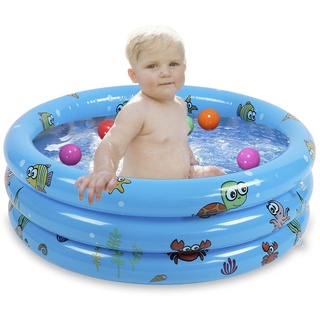 JYCRA aufblasbares Planschbecken für Babys, langlebig, zusammenklappbar, Bällebad für Kinder, PVC, blau, 80 cm