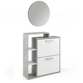 Vicco Schuhkipper Orlando, Beton, 2 Teile, mit Spiegel