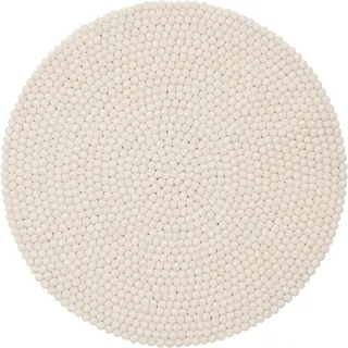 myfelt Linéa Filzkugelteppich Ø 140 cm Weiß