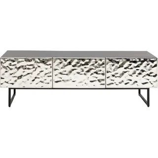 Kare Design Lowboard Carino, Silber/Schwarz, Chrom, 50x151x39 cm, Sideboard, TV-Board, Aufbewahrung, Push-to-Open, mit 3 Türen, Holz Korpus, Wohnzimmer