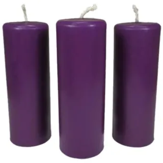 NKlaus 3x Stumpenkerzen rustikal Höhe 95mm Ø 34mm Bienenwachs violet Tropfkerzen 36359