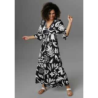 Aniston SELECTED Maxikleid Schwarz/Weiß 44