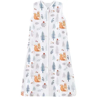 Chilsuessy Schlafsack Baby 2.5 Tog Winterschlafsack Babyschlafsack aus reine Baumwolle Winter Schlafanzug ohne Ärmel 70-130cm für Neugeborene und Kinder, Eichhörnchen, 130cm/Baby Höhe 120-140cm