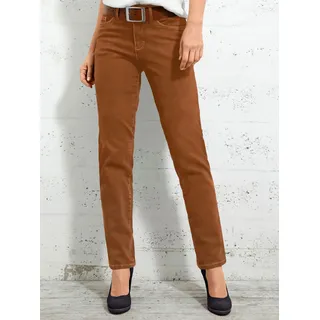 5-Pocket-Jeans INSPIRATIONEN, Damen, Gr. 20, Kurzgrößen, braun (cognac), 98% Baumwolle, 2% Elasthan, unifarben, lang, Jeans, Topseller