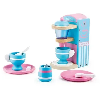 Kaffeemaschine aus Holz, inkl. Tassen, Zuckerdose und Zuckerwürfel, Kinderküche
